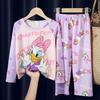 Pijamas de Primavera e Outono para Meninas Pijamas Infantis para Meninas de Manga Comprida Grupo de Meninas Caçadoras de Bruxas Desenho Animado Conjunto de Roupa de Casa para Crianças Mais Velhas