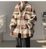 Abrigo de Lana para Hombre 2026 Primavera y Otoño Tendencia Cuello Solapa Superior para Adolescentes, Chaqueta Holgada Casual Estilo Pequeño Aroma