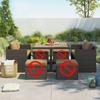 Sofá de Rattan, Jardim de Pátio, Armazenamento Combinado, Mesa e Cadeiras de Rattan, Apoio para os Pés, Laje de Pedra, Mesa de Madeira Plástica, Lazer ao Ar Livre, Estilo Simples