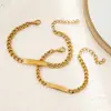 Pulsera Cubana de Oro de 18 Quilates de Color para Parejas Transfronteriza con Logo Grabado con Láser, Joyería de Acero de Titanio, Pulsera de Acero Inoxidable para Hombres y Mujeres