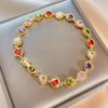 Pulseira Feminina Zircônia Colorida Viva Roxo Cravejado Amor Joias da Moda Zircônia Micro-cravejada Pulseira Feminina Joias Pulseira