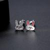 Pendientes de Conejo Jinse Pendientes de Cobre con Circonita Joyería para Orejas Pintada al Óleo Estilo Coreano de Dibujos Animados Exquisitos Joyería de Moda Simple