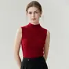 Suéter de Cachemira para Mujer Bai Cai Rong Otoño/Invierno 2026, Sin Mangas, Cuello Semi Alto, Diseño Versátil, Tejido de Lana