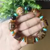Pulsera de Cuentas Dzi Pulsera de Cuentas Dzi de Tres Ojos de Ágata de Xizang Estilo Xizang Ojo Dzi Cuentas Dzi de Nueve Ojos Cuentas Dzi de Ágata Envejecida
