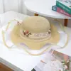 Chapéu de palha com laço francês feminino verão praia aba larga chapéu de sol proteção solar estilo férias chapéu de proteção solar