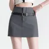 Falda corta gris estilo coreano para mujer, nueva primavera y verano 2024, traje pequeño de cintura alta, corte A, falda media