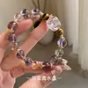 Pulsera de Cristal Siete Super Negro Dorado Natural para Hombres y Mujeres, Joyería Única de Obsidiana, Pulsera de Cristal Cubo de Azúcar Flor de Resina Roja