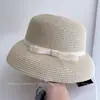 Sombrero con pantalla de lámpara de lazo estilo Hepburn para mujer, nuevo sombrero de pescador casual versátil de verano, sombrero de paja con protección solar