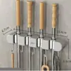 Gancho para esfregão, suporte de esfregão sem furar, armazenamento de esfregão para banheiro montado na parede, clipe de fixação forte adesivo, suporte para vassoura