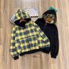 Amazon 2025 Sudadera con capucha reversible a cuadros personalizada de otoño e invierno europea y americana, sudadera con cremallera holgada