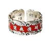 Anillo retro de mantra de seis palabras para mujer, moda nacional, artístico, artesanía epoxi, diseño nicho, apertura ajustable, joyería