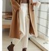 Otoño e Invierno Diseño de Pierna Recta Pequeña de Lana Pantalones Tubo de Humo para Mujer Lijado Lujo Ligero Británico Cintura Alta Adelgazantes Casuales
