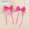 Pajarita de Perlas con Borlas Malla Lazo Accesorios para el Cabello Diadema Infantil Japonesa y Coreana Accesorios DIY para Ropa Bolsas