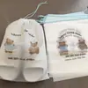 Bolsa para guardar sapatos com estampa de urso, saquinho com cordão espessado, organizador à prova de poeira para bagagem de viagem, pequena bolsa branca para sapatos