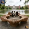 Silla de Camello de Madera con Forma Irregular, Silla de Ocio para Centro Comercial, Taburete Creativo de Asiento de Madera Maciza, Silla de Madera de Descanso Pública para Exteriores