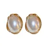Pendientes de Botón Elegantes Simples Estilo Francés Lujo Ligero Gama Alta para Commuter Combinan con Todo Pendientes de Aguja de Plata para Mujer Pendientes de Perla Ovalada