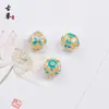 Contas Espaçadoras Vazadas com Gotejamento de Óleo Esmaltado Cloisonné Azul Queimado Contas Redondas com Contas Jóias DIY Pulseira de Cristal Pulseira Contas Soltas