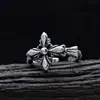 Anillo Seiko de Plata de Ley 925 al por mayor Cruz Flor Niñas Abierto Plata Tailandesa Tendencia Retro Joyería Personalizada al por mayor