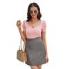 Falda de Cuero PU Talla Europea Nueva 2024 Falda Elástica Retráctil Verano Falda Corta de Cuero para Damas Europeas y Americanas Ropa de Mujer Transfronteriza