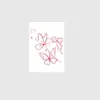 Pegatina de tatuaje de lazo de corazón de mariposa línea roja, pegatina de tatuaje suave impermeable para clavícula de chica dulce