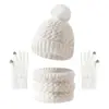 Nuevo conjunto de tres piezas de gorro, bufanda y guantes de invierno gruesos con forro polar de lana de punto cálido para niños transfronterizos