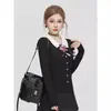 Suéter de Punto para Mujer con Bordado de Lazo y Cachorro, Estilo Universitario Otoño 2026, Cuello Solapa, Manga Larga, Ajuste Delgado, Top Disimulador