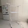 Tendedero plegable transfronterizo, nuevo tendedero multifuncional de doble barra con forma de ala de pie, perchero multicapa móvil y plegable