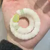 Pulseira Bodhi de Jade Branco, Contas Brancas de Porcelana em Formato de Intestino de Porco em Círculo Duplo, Macia e Flexível para Homens e Mulheres Brincarem, Joias para Atacado