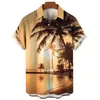 2024 Primavera Nuevo Exportación Transfronteriza Hawaiana Hombres Vacaciones en la Playa Manga Corta Casual Camisa de Hombre Hombres