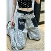 Jeans Modernos de Bloques de Color con Dobladillo Curvo para Mujer, Pantalones Casuales Rectos con Diseño de Parche de Leopardo Súper Populares de Otoño