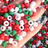 Contas Acrílicas de Natal com Furo Grande Vermelho Branco Verde Acessórios para Joias DIY Materiais para Miçangas 6x9mm Cor Sólida Contas Pony Contas Barril