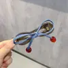 Pinza para el pelo con lazo de cereza estilo coreano para mujer 2025 Nuevo Clip de torsión de alta gama Pinza de tiburón para moño recogido Pasador de pelo