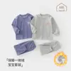 Conjunto de Ropa de Otoño para Bebé con Forro de Felpa, Ropa Interior Térmica Engrosada para Bebés, Ropa Cómoda Cálida para Niños, Pijama Separado para Invierno