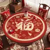 Toalha de Mesa Redonda de Ano Novo Impermeável e à Prova de Óleo, Sem Lavagem, Tapete Vermelho Festivo para Mesa de Chá de Ano Novo, Modelo Novo 2026 para Mesa de Jantar Redonda