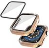 Adecuado para Apple appleWatch5/6/7/8/9 generación/SE caja de PC con doble fila de diamantes película integrada anticaída