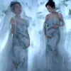 Tema Estúdio Fotográfico Novo Retrô Novo Estilo Chinês Vestido Amassado com uma Vibe Descolada para Sessão de Fotos da Barriga de Grávidas