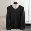 Outono/Inverno 2026 Novo Suéter de Tricô Masculino Gola V Solto Emagrecedor Gola Redonda Suéter de Lã Cor Sólida Camada Base Suéter