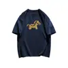 Camiseta de Verano para Mujer Golden Pony, Algodón Puro, Manga Corta, Estilo Callejero Americano, Cuello Redondo, Corte Holgado, Versátil, Tendencia Nacional, Casual