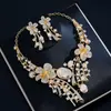 Conjunto Exagerado y Elegante de Collar y Pendientes de Cristal Estilo Europeo y Americano Nuevo Transfronterizo, Conjunto de Aleación Nupcial de Boda Cadena Joyería para Mujer