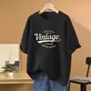 Camiseta de Algodón Puro de Verano de Manga Corta de Longitud Media para Mujer, Talla Grande, Corte Holgado, Cubre los Glúteos, Oculta el Vientre, Efecto Adelgazante, Top de Tallas Grandes