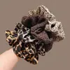 Scrunchie Oversized Estampa de Leopardo Retrô Outono e Inverno para Mulheres, Elástico de Cabelo Fofo Estilo Saia, Novo Acessório de Cabelo Elástico Outono e Inverno