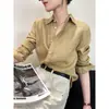 Camisa de lino 100% de alto número de hilos teñida a medida Zhiyu para mujer, camisa de lino de corte relajado para mujer, modelo 2026