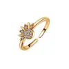 Anillo de Sol y Luna Brillando Juntos Transfronterizo para Mujer, Diseño de Nicho, Bicolor Tachonado de Diamantes, Anillo Abierto Ajustable, Anillos de Pareja, Regalo para Novia