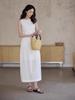 Elegante Vestido Chaleco Blanco sin Mangas con Cuello Redondo para Mujer 2025 Verano Nuevo Look de Alta Gama Adelgazante en la Cintura Falda Larga