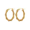 Pendientes de Acero de Titanio Galvanizado con Perlas Retorcidas y Puntos, Pendientes Vintage de Perlas Retorcidas y Puntos, Pendientes Circulares de Lujo Ligero, Directo del Fabricante
