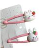 Pinza para el cabello de conejo rubor fresa para niñas, dulce, nueva para primavera y verano, pinza para flequillo lateral, pasador lindo para niños con forma de gota de agua