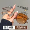 Gafas Fotocromáticas Ultra Ligeras para Miopía con Montura Gris Transparente, Montura Grande Lisa, Mismo Estilo que las Influencers Femeninas, Anti Luz Azul, Cambia de Color, Transfronterizo, En Stock