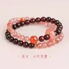 Pulsera Doble Círculo Roja del Sur de Carne Entera de la Montaña Putuo para Mujer, Pulsera Apilada de Cristal Natural con Cuentas de Buena Suerte, Regalo para Mejor Amiga