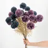 Cores Retrô de Outono Crisântemo de Bola Flor Artificial Haste Única Bola de Cardo Dente-de-leão Decoração de Arranjo de Flores para Casa Sala de Estar Decoração de Casamento Transfronteiriço