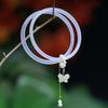 Pulseira de Ágata Branca Natural com Anel Corrediço de Pérola Design Borboleta Água Clara Estilo Elegante para Meninos e Meninas